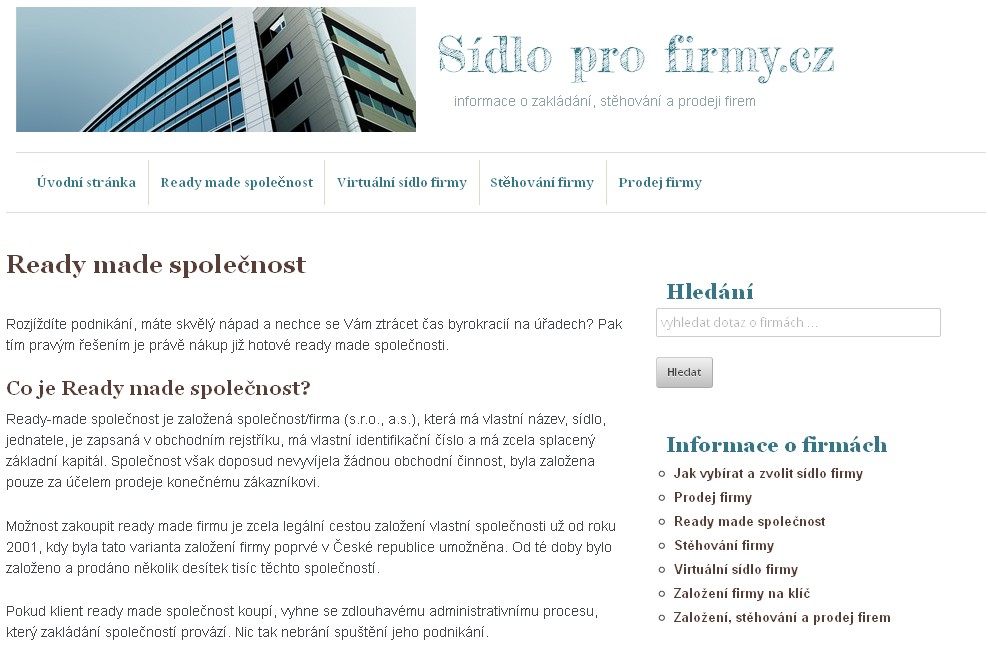 Web sídlo pro firmy